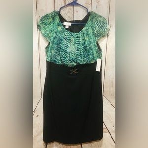 ALYX Limited sz 16 Dress Black & Print Cap Sleeve Zip Lined Taylored